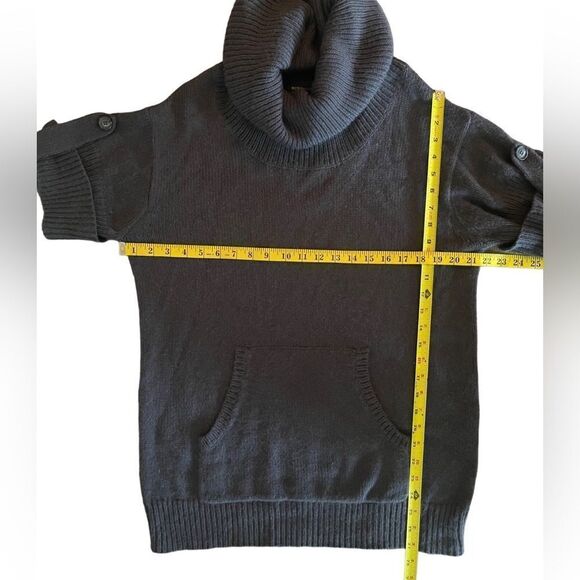 BCBG maxazria long dark grey wool blend short sleeve sweater turtleneck sz S - Picture 6 of 9